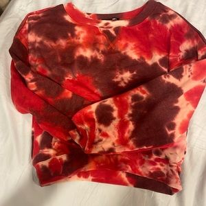 Red Tie Dye Long Sleeve Sweatshirt